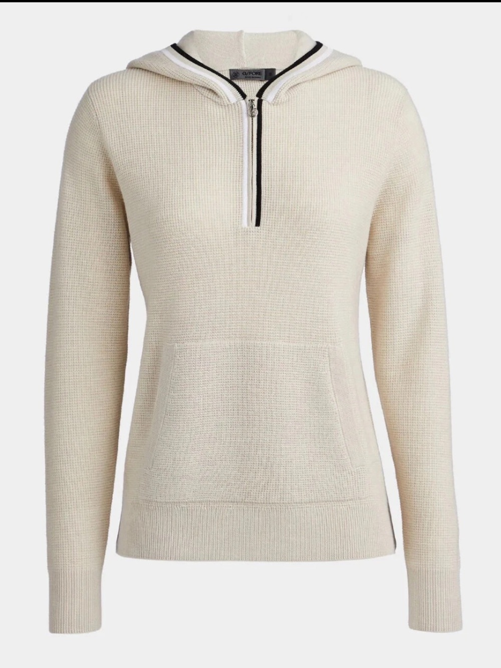 G/Fore Waffle Stitch Hooded Sweater Size S M Wool Womens Top Golf Stone NEW